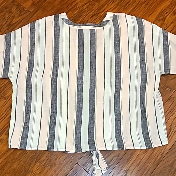 VINCE CAMUTO Ladies Pink Black White Linen Button Down Blouse - Size 2X - Picture 7 of 16